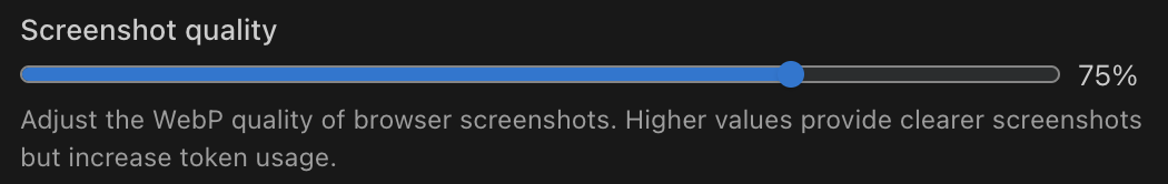 Screenshot quality slider